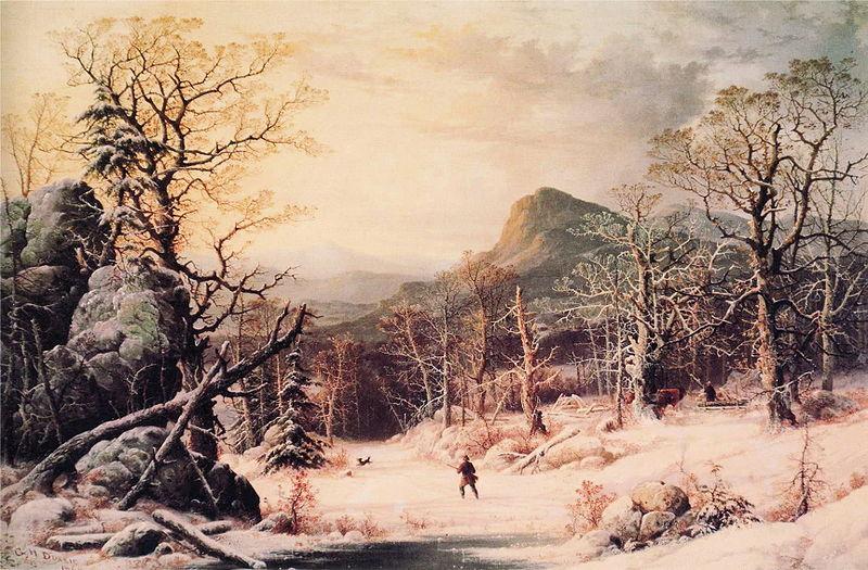 George Henry Durrie Hunter in Winter Wood